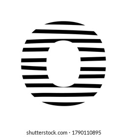 Letter O - striped mottled font - isolated, vector illustration
