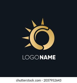 Letter O Sun Logo Design Vector Icon Graphic Illustration Emblem Background Template