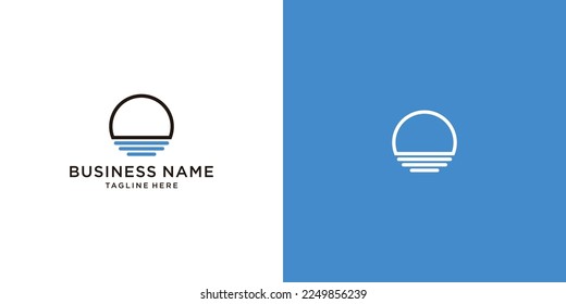 Letter O Sunset Logo Design Element