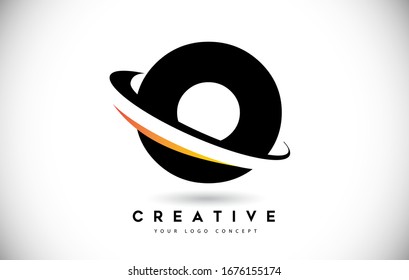 Letter O Swoosh Logo With Creative Curved Swoosh Icon Vector Illustration.