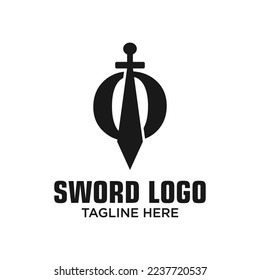 Letter O Sword Logo Design Template Inspiration, Vektorgrafik.