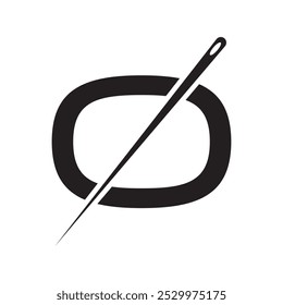 Letter O Tailor Sewing Needle Logo Design Concept For Embroider, Textile, Fashion, Cloth, Fabric Symbol
