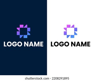 letter o with tech modern logo design template