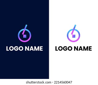 letter o with tech modern logo design template
