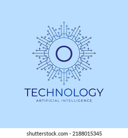 letter O technology boundaries artificial intelligence initial vector logo design element