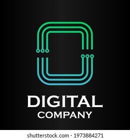 Letter o technology or digital logo template illustration. there are line letter with dot. suitable for technology, multimedia.