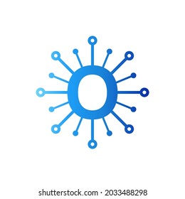 Letter o technology logo designs, Letter o connect dot network logo design vector.