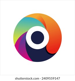Letter O technology logo. Font digital vector design for industry with dot and blue color. 