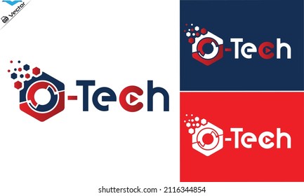 Letter O Technology typography vector logo
