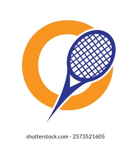 Letter O Tennis Logo. Paddle Symbol Vector Template