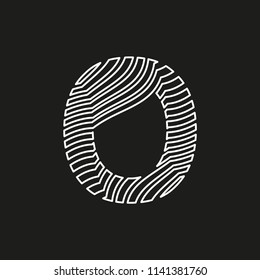 letter O in texture with white lines movement effect on editable black background vector