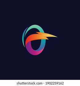 Letter O thunder logo design concept ready for template