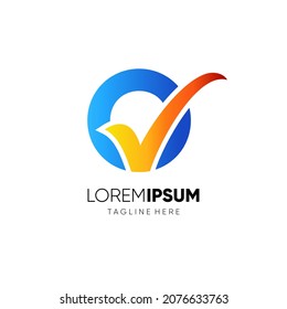 Letter O Tick or Check Mark Logo Design Vector Icon Graphic Emblem Illustration Background Template