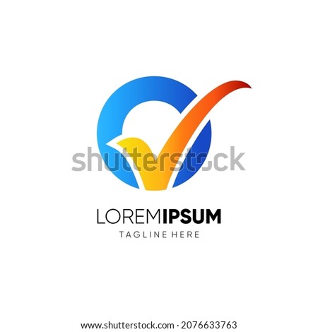 Letter O Tick or Check Mark Logo Design Vector Icon Graphic Emblem Illustration Background Template