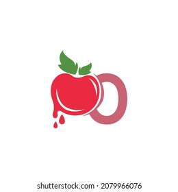 Letter O with tomato icon logo design template illustration vector