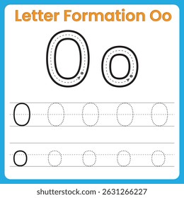 Letter O Tracing Worksheet for Kids – Uppercase and Lowercase Oo Handwriting Practice with Dotted Lines and Stroke Arrows – Preschool Alphabet Learning Printable

