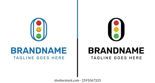 Letter O Traffic Light Logo Set, for  in technology, navigation, transportation, or communication companies