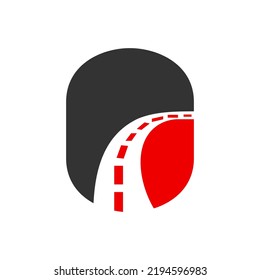 Letter O Transportation Logo Based On Road Path Symbol Vector Template