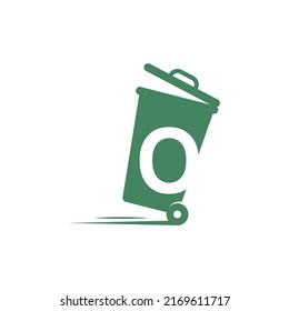 Letra O en el vector de ilustración del icono de la papelera