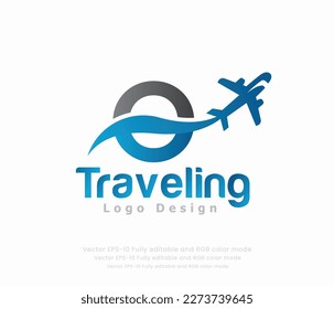 Letter O travel logo and airplane logo.