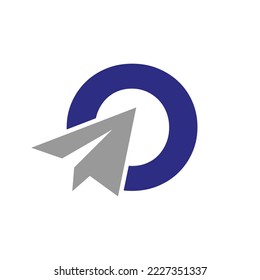 Letter O Travel Logo Concept With Paper Plane Icon Vector Template