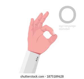 The letter 'O. Turkish handicapped hand alphabet letter O. Disabled hand. Hand tongue. Learning the alphabet, non-verbal communication, expression gestures vector.