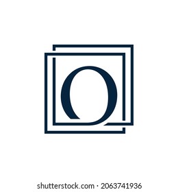 Letter O with two squares logo vector illustration design template.