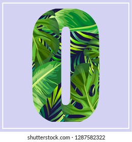 letter O , typography, jungle background, vector illustration 