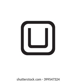 letter O and U monogram square shape logo, letter U with rounded square frame logo black
