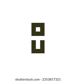 Letter o, U square geometric symbol simple logo vector
