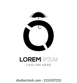 Letter O Umbrella Logo Design Vector. Initial O Umbrella Logo Design Vector Template Illustration.