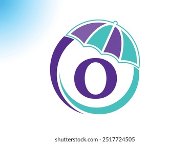 Letter O Umbrella Logo Design Vector Template.