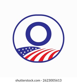 Letter O USA Agriculture Logo Design. Farming Symbol Vector Template