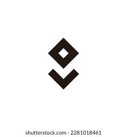 Letra o y v flecha símbolo geométrico simple vector