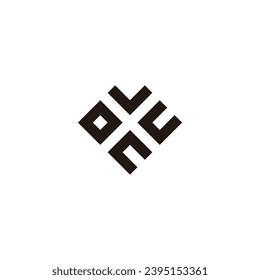 Letter o, v, c and n square geometric symbol simple logo vector