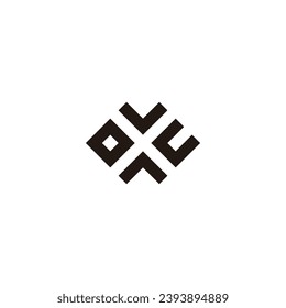 Letter o, v, c and A square geometric symbol simple logo vector