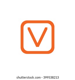 letter O and V monogram square shape logo, letter V with rounded square frame logo orange