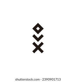 Letter o, v and x square geometric symbol simple logo vector