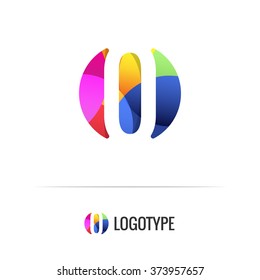 Letter O. Vector colorful alphabet element. Negative space forms a circle. Bright and fresh design letters for children's parties and fun celebrations. Beautiful logo and monogram for businesses.