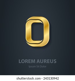 Letter O. Vector elegant gold font. Template for company logo. Design element or icon.