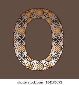 Letter O, vector font of vintage texture. See the entire set of alphabet from this series in my portfolio.