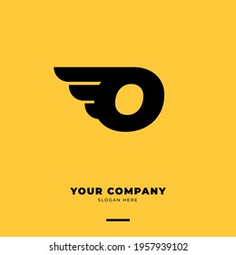 Letter O vector logo design template. Wings logotype creative concept. Moving idea classic icon.