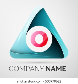 Letter O vector logo symbol in the colorful triangle on grey background. Vector template for your design