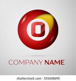 Letter O vector logo symbol in the colorful circle on grey background. Vector template for your design