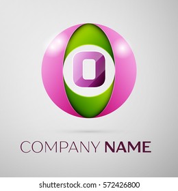Letter O vector logo symbol in the colorful circle on grey background. Vector template for your design