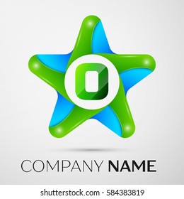Letter O vector logo symbol in the colorful star on grey background. Vector template for your design