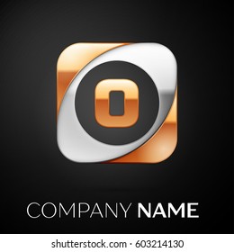 Letter O vector logo symbol in the colorful square on black background. Vector template for your design