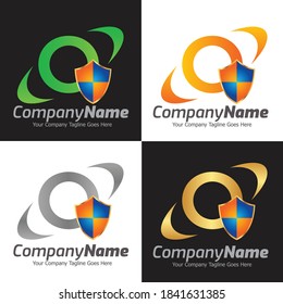 Letter O vector logo template, Colorful Letter O logo, Shield Logo design vector template. Protection defense symbol, security guard company Logotype.