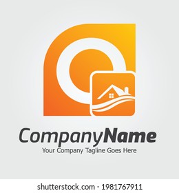 Plantilla de logotipo para vector de letra O, logotipo de letra O colorida, inmobiliario, logotipo de construcción y diseño de la plantilla de vectores