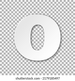 Letter O vector paper cut illustration. Monochrome volumetric font on transparent background. Best for polygraphy, print, posters, cards and web design. Editable vector illustration EPS 10.
